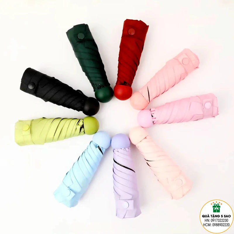 Ô Mini Cầm Tay Gấp 5 8 Ô dù quà tặng in logo theo yêu cầu, giá rẻ, tại TP Vinh, Nghệ An, Hà Tĩnh
